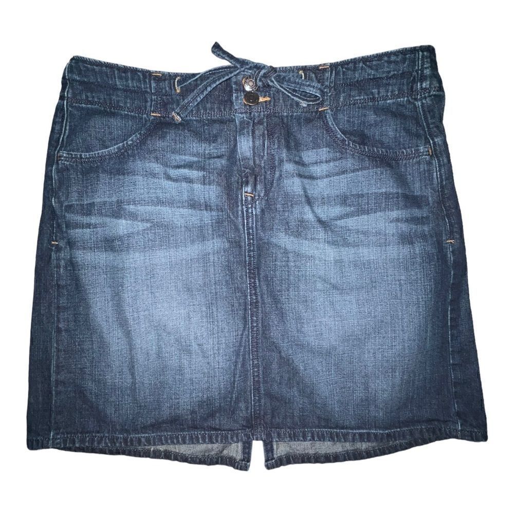 Old Navy Womens Drawstring Denim Mini Skirt 100% Cotton 10 Petite EUC